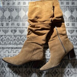 Bernardo Suede Over-the-Knee Slouch Boots in Tan